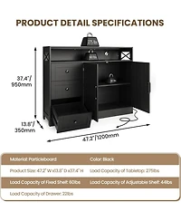 gaomon Buffet Cabinet with Storage, Modern Farmhouse Sideboard Storage Cabinet with Power Outlet