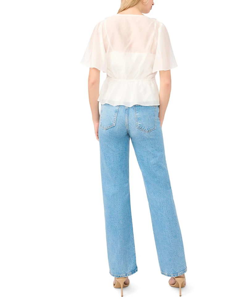 Vince Camuto Women's Flutter-Sleeve V-Neck Top