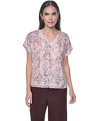 Calvin Klein Women's V-Neck Short-Sleeve Blouse