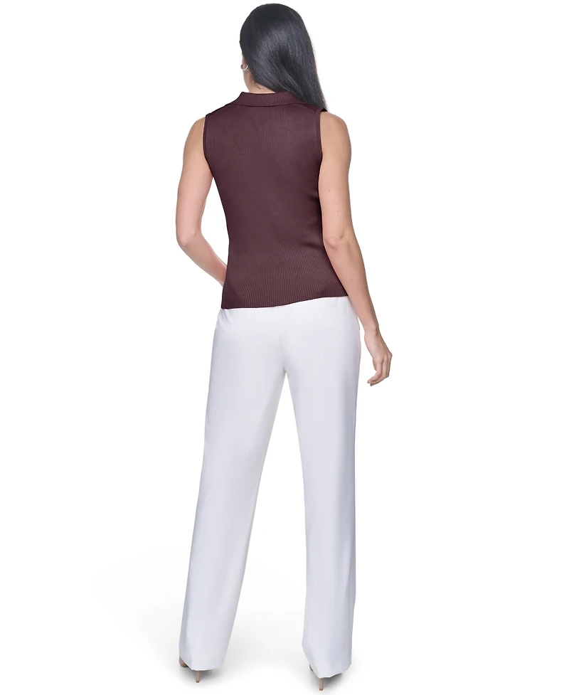 Calvin Klein Women's V-Neck Collar Sleeveless Sweater Top