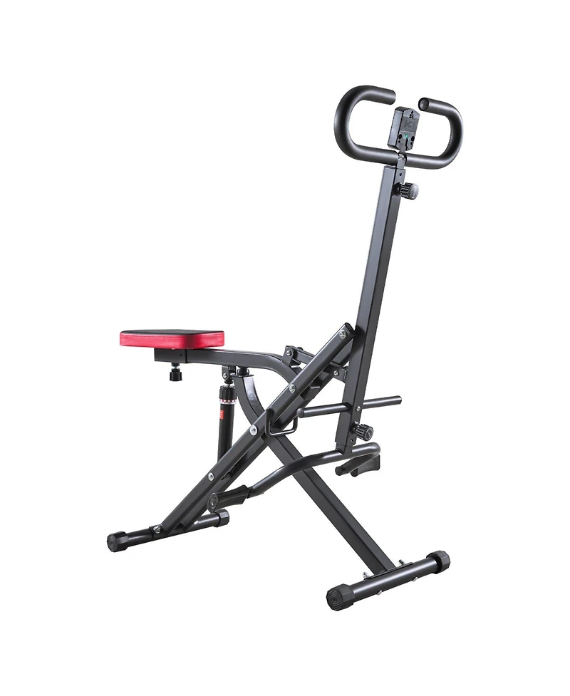 Mecale Deep Squat Rowing Machine, Foldable Glute Trainer with 12-Gear Adjustable Resistance, Home Squat Machine for Glutes & Legs