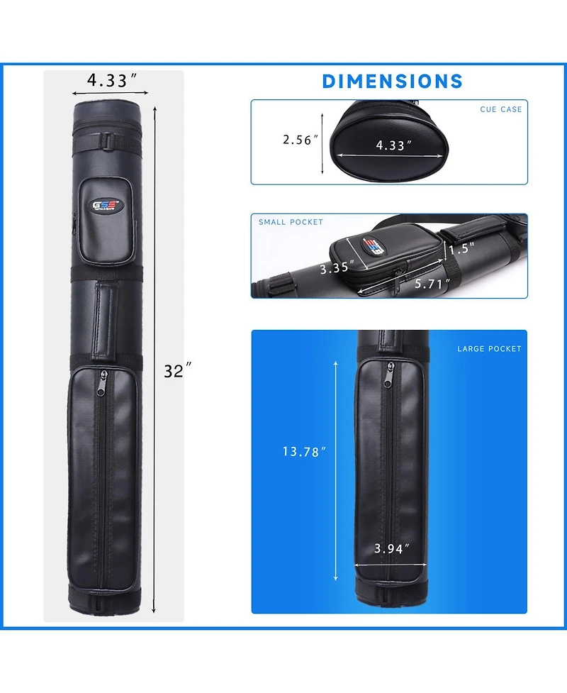 Gse Games & Sports Expert 2x2 Oval Hard Billiard Pool Cue Stick Carrying Case, Accessories