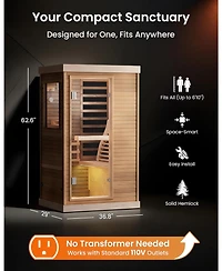 Mikolo Infrared Sauna | 1-Person Indoor Dry Sauna with 5 Carbon Heaters | Fast and Even Heating Low Emf | Bluetooth and Chromotherapy for Home