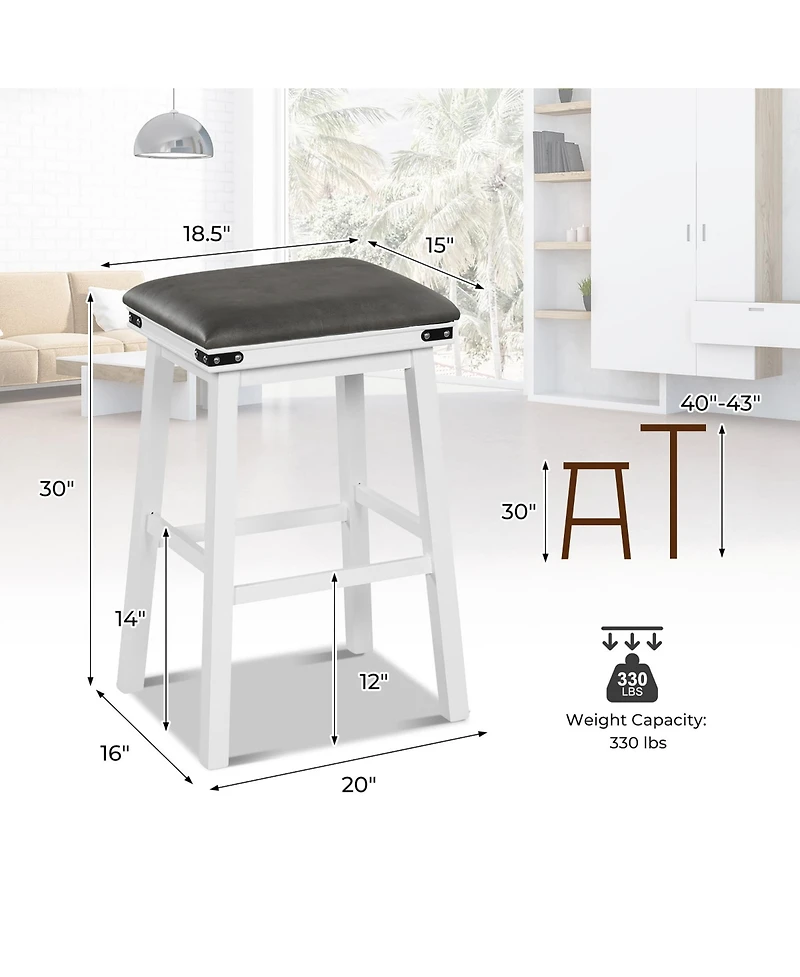 Gymax Pu Leather Bar Stools Set of 4 30'' Counter Height Dining Stools w/ Upholstered Seat
