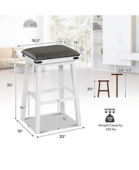 Gymax Pu Leather Bar Stools Set of 4 30'' Counter Height Dining Stools w/ Upholstered Seat