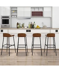 Gymax Set of Industrial 29'' Bar Stool Bar Height Saddle Seat Kitchen Stool Low Back