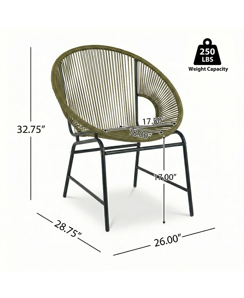 Rainsken Outdoor Wicker Chair Set of 2, Oval Silhouette Lounge Seats with Durable Pe Rattan and Sturdy Iron Frame for Porch, Patio and Poolside