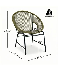 Rainsken Outdoor Wicker Chair Set of 2, Oval Silhouette Lounge Seats with Durable Pe Rattan and Sturdy Iron Frame for Porch, Patio and Poolside