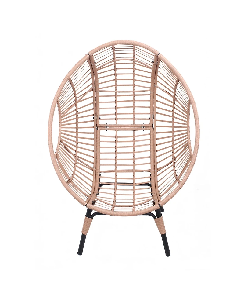 Rainsken Oversized Wicker Egg-Chair, Outdoor Indoor Pe Rattan Patio Swing with 8-Inch Cushion, 400 lb Capacity for Living Room, Balcony, Backyard
