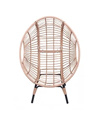 Rainsken Oversized Wicker Egg-Chair, Outdoor Indoor Pe Rattan Patio Swing with 8-Inch Cushion, 400 lb Capacity for Living Room, Balcony, Backyard