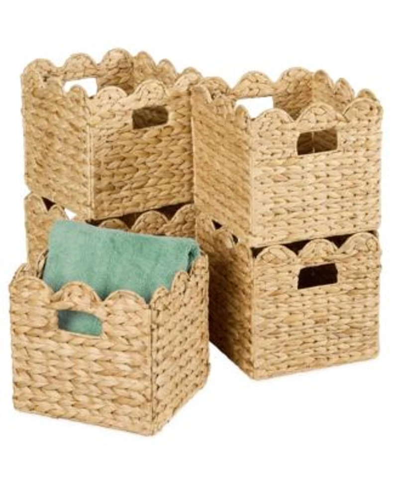 Best Choice Products Scalloped 13 X 13in Hyacinth Storage Basket Set Of 5