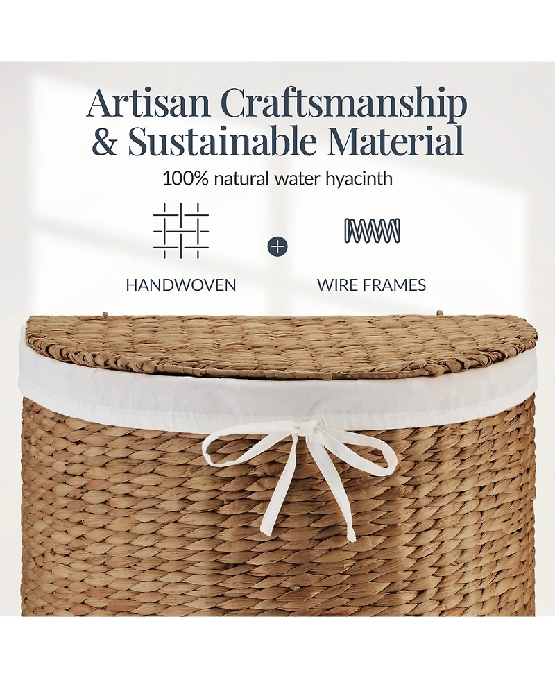 Best Choice Products Half Moon Laundry Hamper w/ Lid, Round Basket, Removable Liner & Handles
