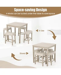 Sugift Five Piece Bar Table Set with Square Table and Stools