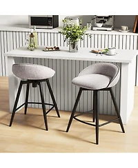 Sugift Set of 2 Upholstered Bar Stools with Footrest and Backrest