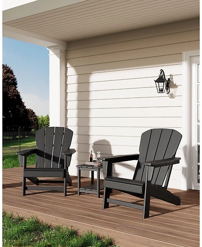 gaomon Modern Hdpe Plastic Adirondack Chair Set of 2 with Side Table - Oversize 380 Lb Poly Lumber Weather Resistant Firepit Chair