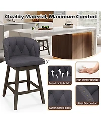 Sugift Counter Height Fabric Upholstered Bar Stools Set of 2