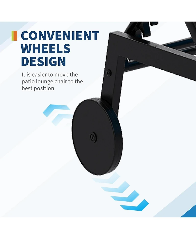 gaomon Outdoor Chaise Lounge Chairs with Wheels & Side Table Set of 3, 5-Position Adjustable Backrest Poolside