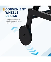 gaomon Outdoor Chaise Lounge Chairs with Wheels & Side Table Set of 3, 5-Position Adjustable Backrest Poolside