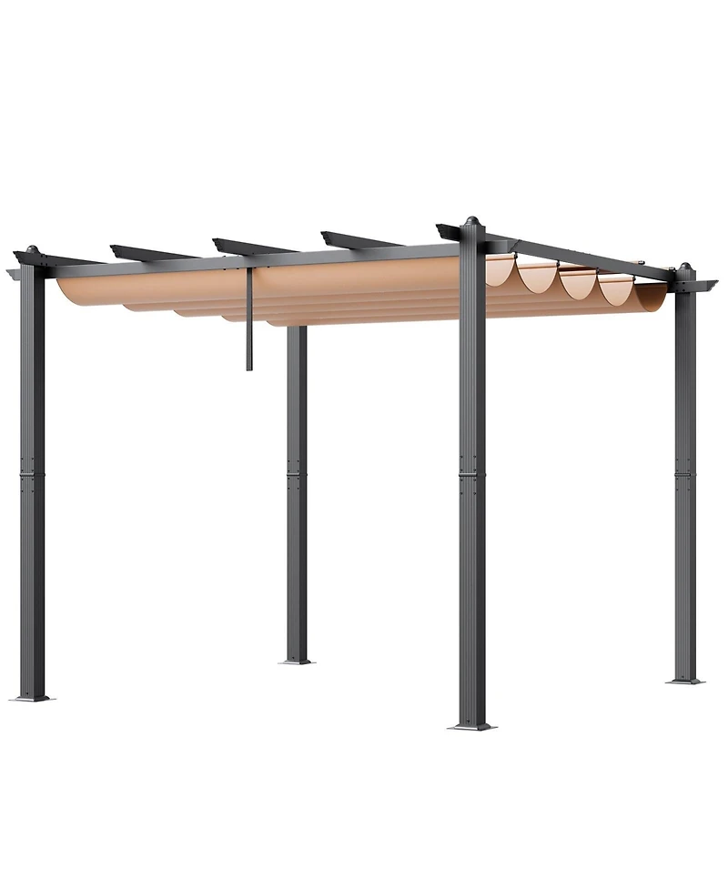 Mecale 10 x 10 Ft Outdoor Retractable Aluminum Pergola with Canopy