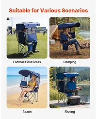 Mecale Camping Chair with Canopy Shade 330 lbs and Magazine Pocket