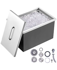 Mecale 22 x 17 x 12 Inch Drop-In Stainless Steel Ice Chest, 40 Qt with Lid