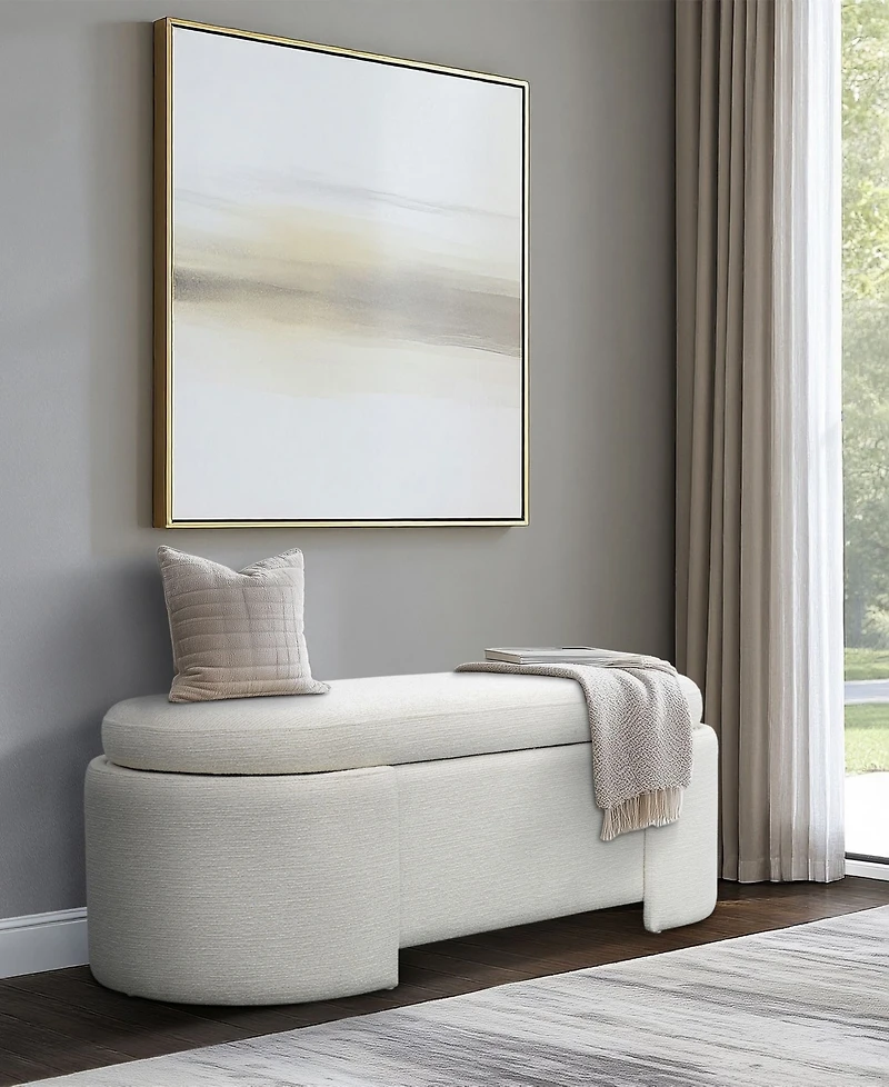 Martha Stewart Collection Leslie 48" Fully Upholstered Oval Storage Bench