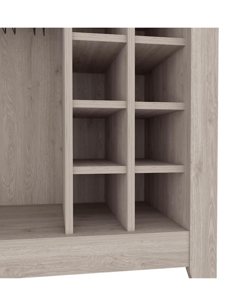 flynama 38 Bar-Coffee Cart with 8 Bottle Racks, 1 Cup Holder and Central Shelf