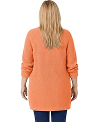 Woman Within Women's Button-Front Shaker Cardigan Sweater