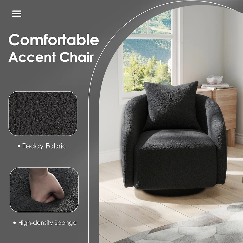 Boyel Living Swivel Barrel Chair Velvet Accent Armchair 360 Degree Club for Room Bedroom Reception