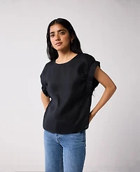 Reistor Women's Hemp Top with Gathered Sleeve detail