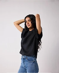 Reistor Women's Hemp Top with Gathered Sleeve detail