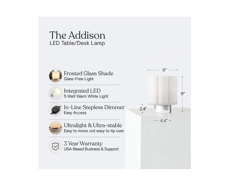 Brightech Addison Chrome Novelty Led Table Lamp with Dimmer