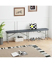 Sugift 6 Feet Folding Hdpe Bench with 1320 Lbs Capacity and Handle Lock