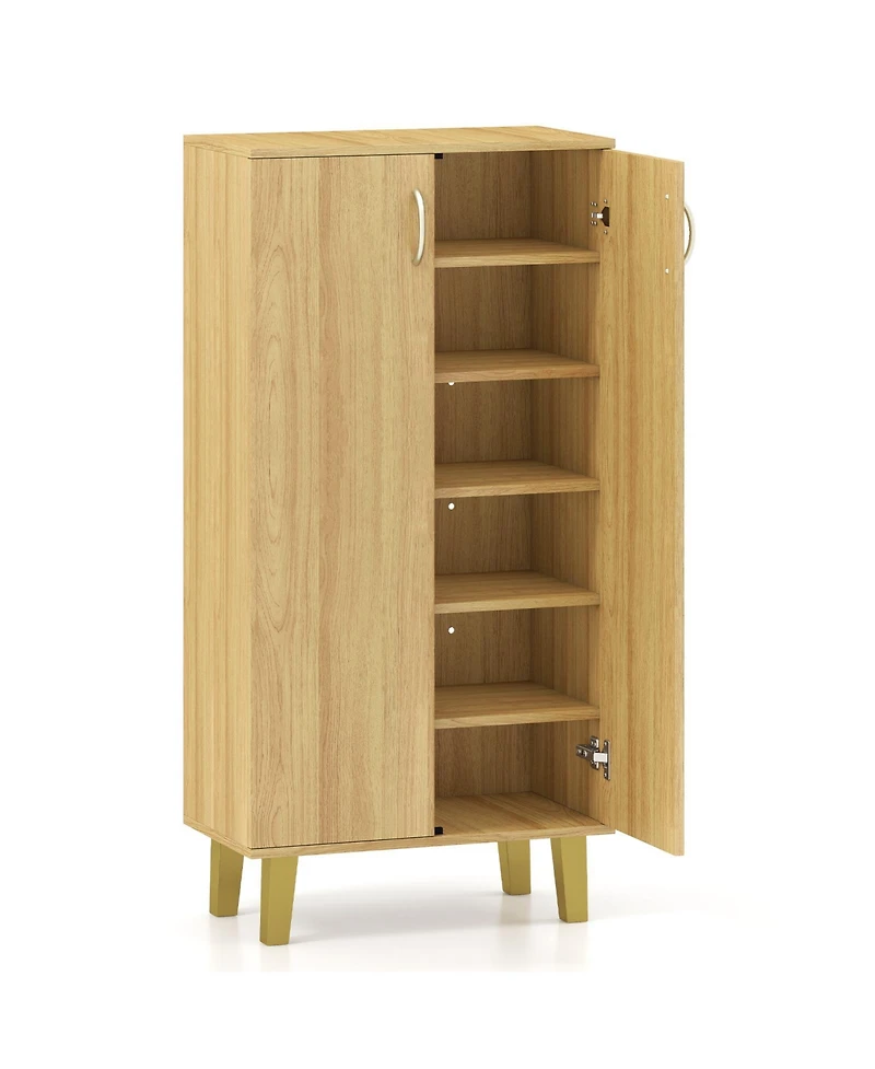 Sugift 6-Tier Modern Freestanding Wooden Shoe Cabinet with Doors and Removable Shelves