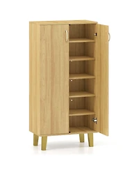 Sugift 6-Tier Modern Freestanding Wooden Shoe Cabinet with Doors and Removable Shelves