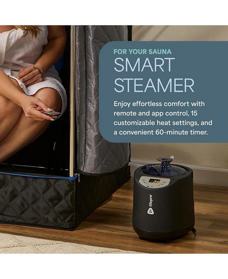 LifePro Sauna Steamer Machine 2.6L with Remote & App Control - 1200W Portable Steam Sauna Generator for Tent or Steam Room