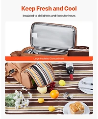 Mecale 4-Person Picnic Backpack with Insulated Cooler, Blanket and Tableware Set