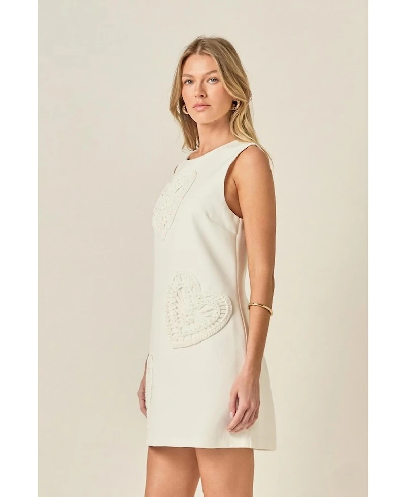 English Factory Women's Pearl Heart Mini Dress