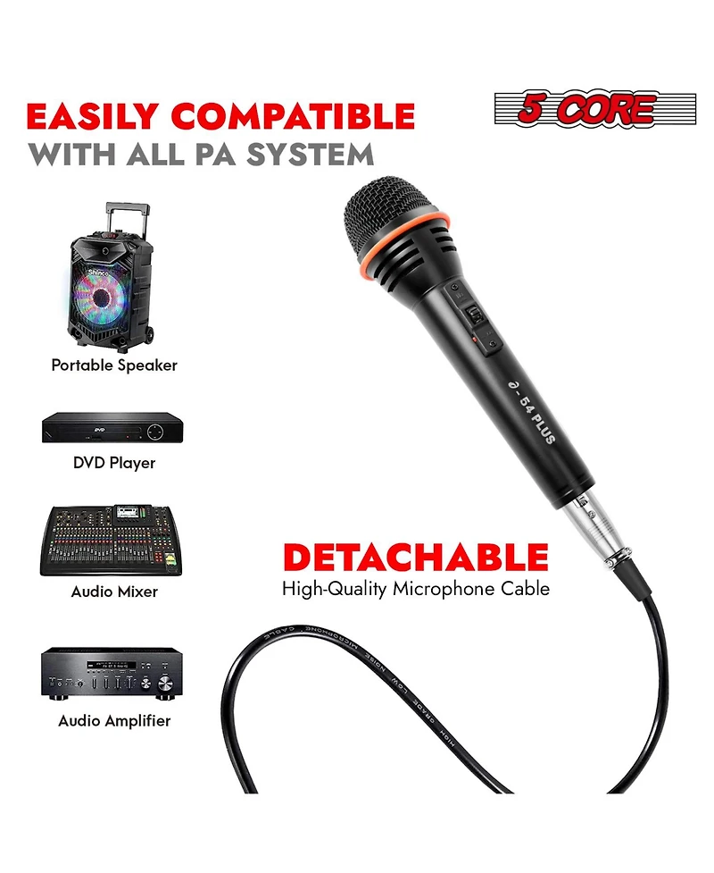 5 Core Microphone 3Pc Dynamic Vocal Handheld Mic Cardioid Singing Karaok Microfono w On Off Switch