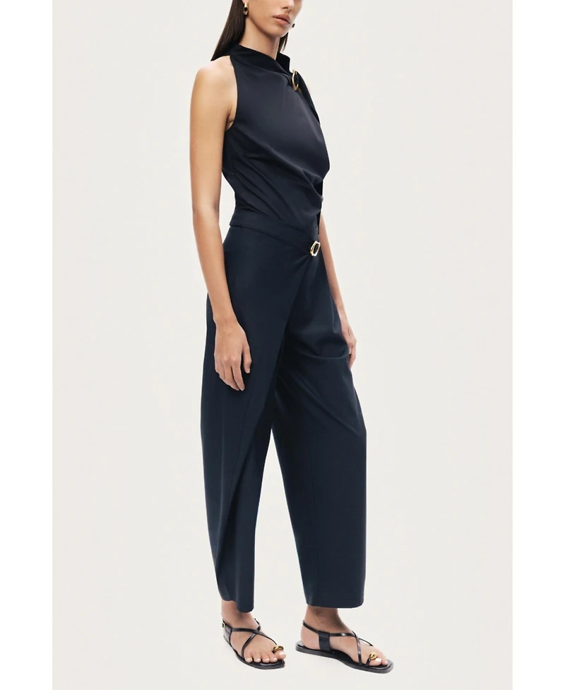 Nocturne Women's Asymmetric Buckle-Detail Blouse