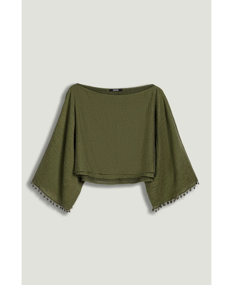 Nocturne Women's Cropped Boat-Neck Blouse