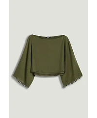 Nocturne Women's Cropped Boat-Neck Blouse