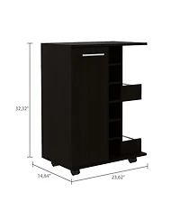 flynama Wenge 2-Shelf 6-Bottle Bar Cart with Division