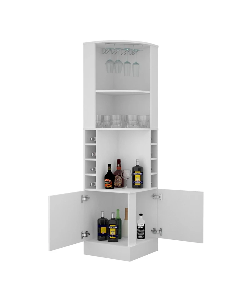 flynama Corner Bar Cabinet with 3 Cabinets 12 Wine Rack