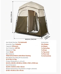 Gouun 2-Room Portable Camping Shower and Changing Tent with Stakes