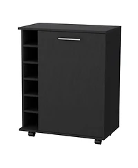 flynama Wenge 6-Bottle Rack Bar Cart with Concealed Storage