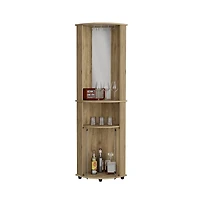 flynama Corner Bar Cabinet with 2 Cabinets Macadamia Finish