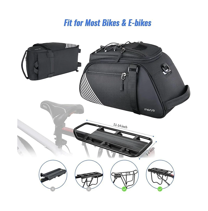 Hikeen Bike Rack Bag 8L Waterproof Bicycle Rear Trunk Bag with Rain Cover Convertible Backpack Cycling Storage for Commuting Travel