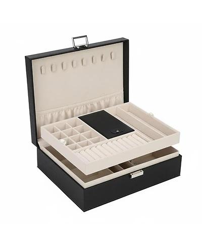 Yigii Travel Jewelry Organizer Pu Leather Storage Case Necklace Earring Holder Display Tray