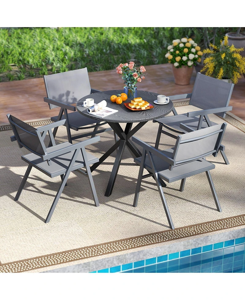 Slickblue Patio Chairs Set of 2 Outdoor Dining Chair with Breathable Fabric Seat-Set of 2